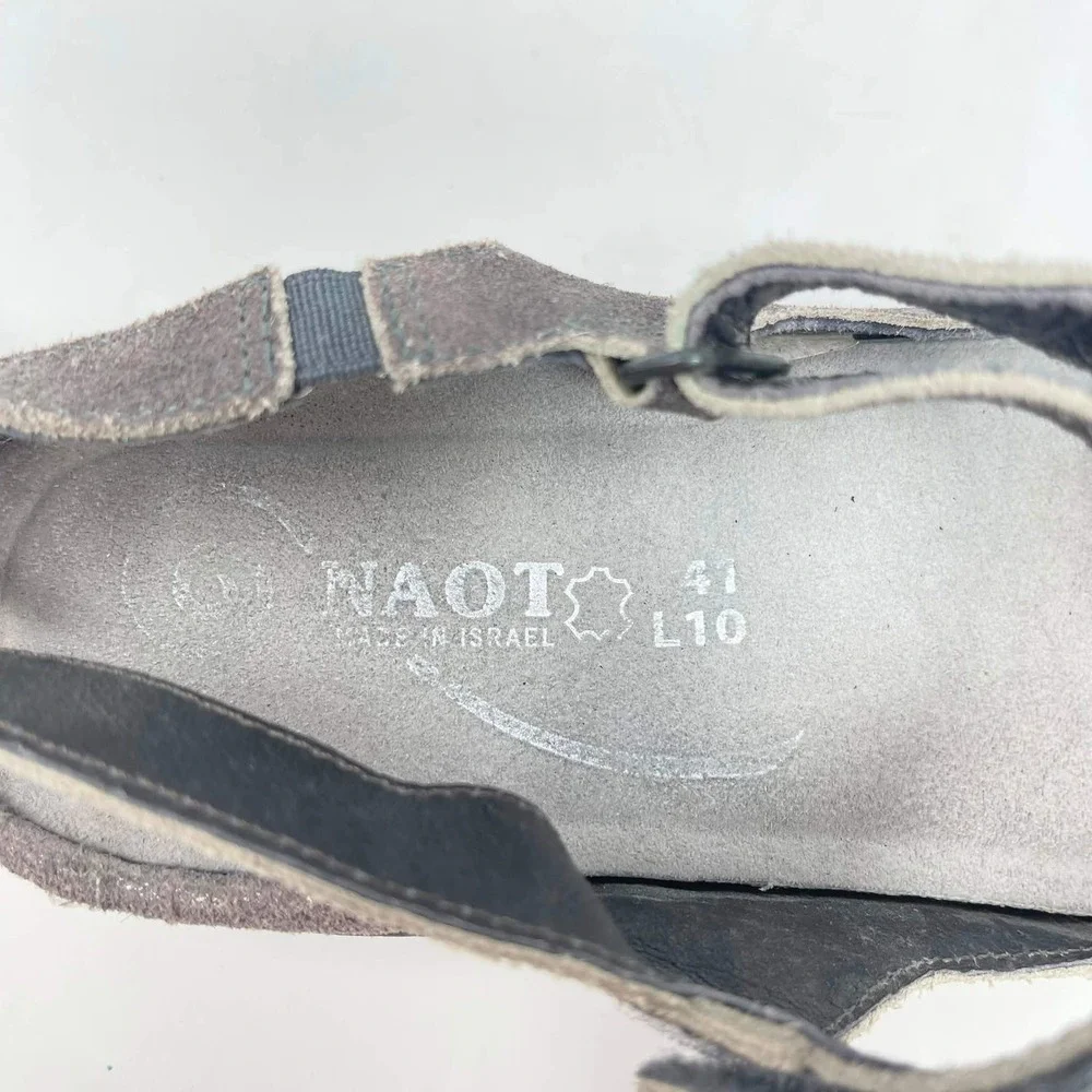 Naot Arataki Slingback Mary Jane Comfort Shoe Womens 41 Gray Shimmer Strappy